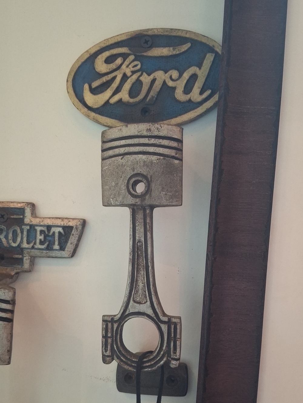 Ford Blue and Silver Engine Piston Wall Hook